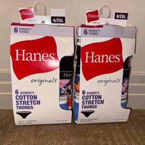 6 Packs X 2! ~ HANES Originals COTTON STRETCH THONGS ~ 12 Total Pc! ~ Size 9/2XL